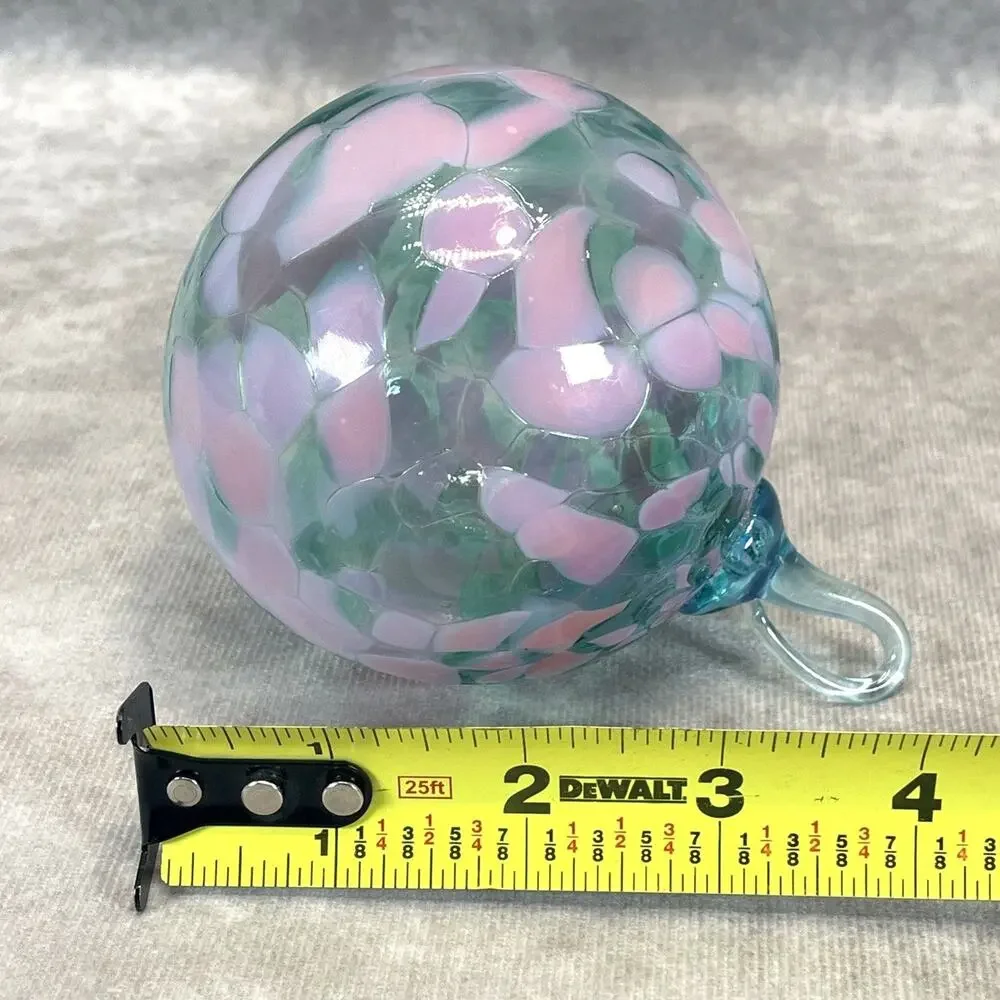 Hand Blown Large 5” Glass Orb Ball Purple & Teal Ornament Sun Catcher